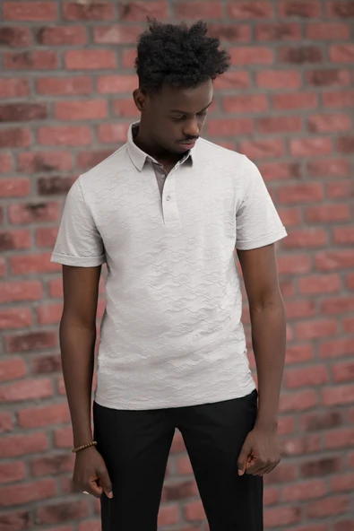 Advante Regular Fit Likralı Kendinden Desenli Polo Yaka T-shirt - Resim 10