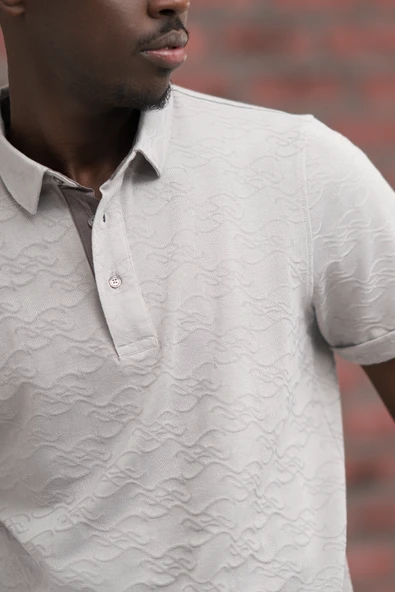 Advante Regular Fit Likralı Kendinden Desenli Polo Yaka T-shirt - Resim 12