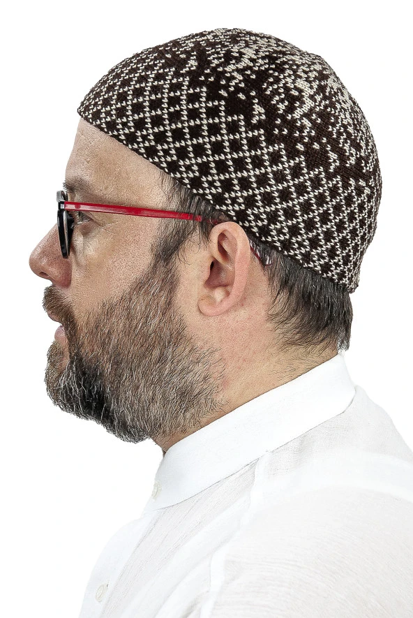 Kışlık Orlon Takke Karyağdı Desenli - Kahverengi - Resim 2