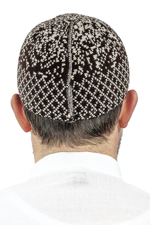 Kışlık Orlon Takke Karyağdı Desenli - Kahverengi - Resim 3