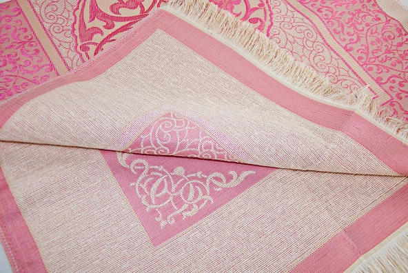 Seccadeli ve İnci Tesbihli Özel Silindir Kutulu Set Pembe  Renk - Resim 6