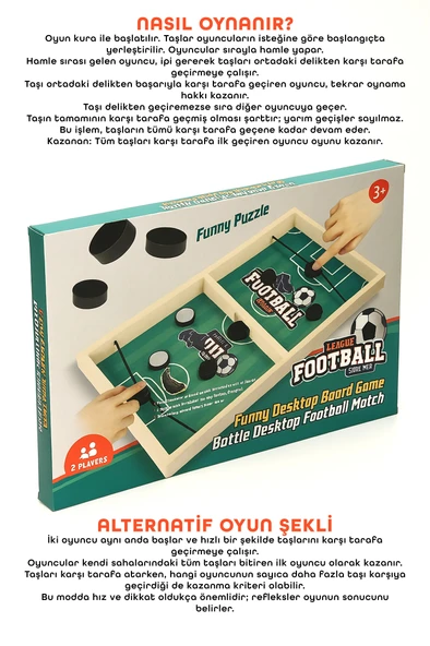 Lastik Fırlatmalı Futbol Şut ve Gol Hızlı Sapan Masa Futbol Oyunu Çocuk Odaklanma Zeka Kutu Oyunu - 2