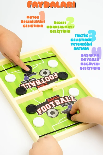 Lastik Fırlatmalı Futbol Şut ve Gol Hızlı Sapan Masa Futbol Oyunu Çocuk Odaklanma Zeka Kutu Oyunu - 6