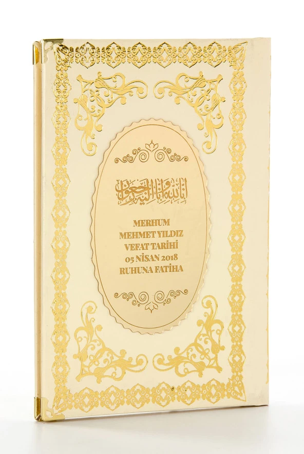 10 ADET Ciltli Yasin Kitabı - İsme Özel Plakalı - Orta Boy - 176 Sayfa - Krem Renk - Mevlid Hediyeliği
