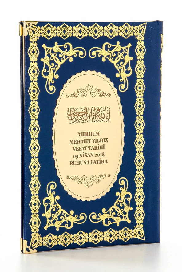 10 ADET Ciltli Yasin Kitabı - İsme Özel Plakalı - Orta Boy - 176 Sayfa - Lacivert Renk - Mevlid Hediyeliği