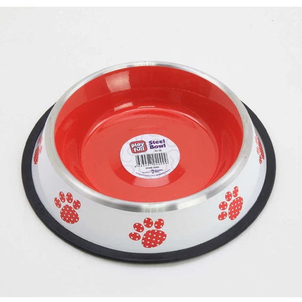 Playfull Renkli Desenli Çelik Mama ve Su Kabı 32 Oz ürün görseli 1