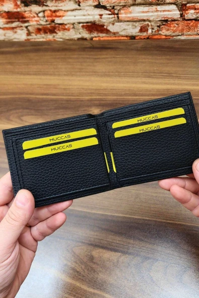 Erkek Cüzdan | deri basklı | 9 Kart Cepli | Modern Tasarım | Siyah Renk - Resim 3