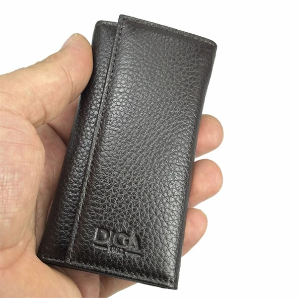 Hakiki Deri Organizer Dikey Anahtarlık Kahve ürün görseli 1