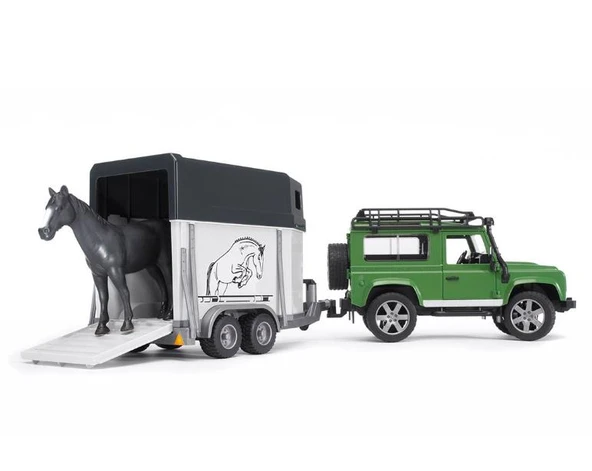Bruder Land Rover Arazi Aracı ve At Nakil Konteynırı - Resim 3
