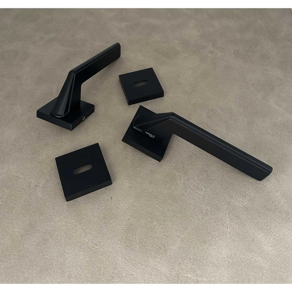 Rivax Anka Mat Siyah Zamak Kare Rozetli Oda Kapı Kolu 1 Takım ürün görseli