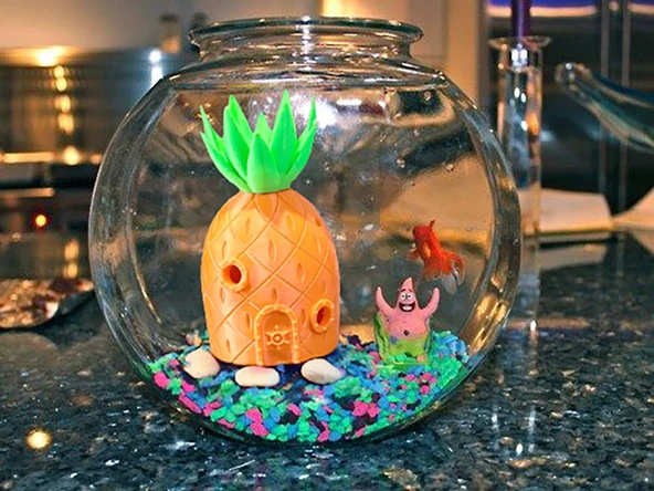 Sünger Bob Ananas Akvaryum Evi  Dekoratif Balık Yuvası - 2