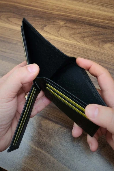 Erkek Cüzdan | deri basklı | 9 Kart Cepli | Modern Tasarım | Siyah Renk - Resim 7