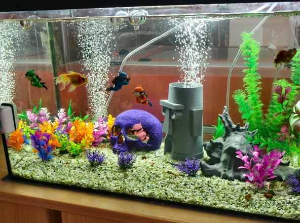 Squidward Balık Yuvası Akvaryum Aksesuarı  Sünger Bob Temalı Balık Evi - 2