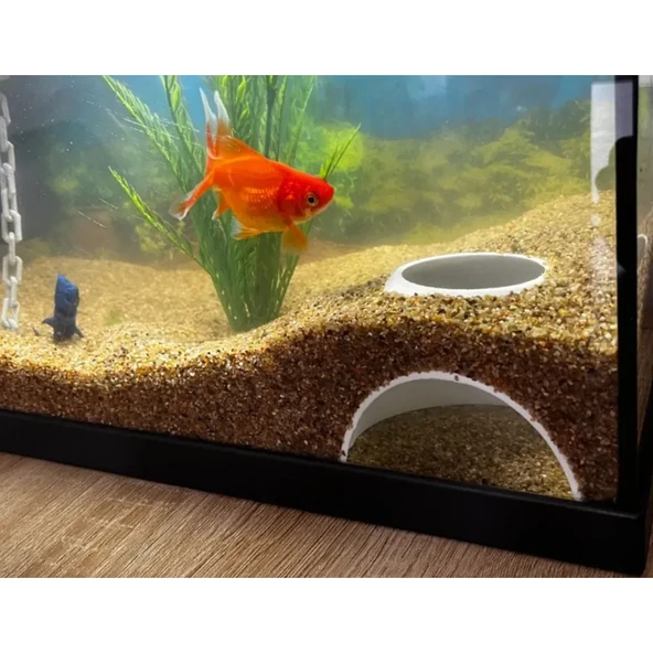 Akvaryum Şeffaf Yan Saklanma Yuvası Cam Kenarı Balık Mağarası (BEYAZ RENKLİ)