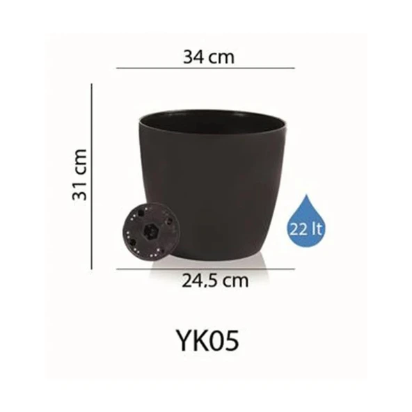 Omnipazar SO-YK05 Yakut Saksı Takımı Separetörlü 22 Lt 3 Adet Siyah - 2