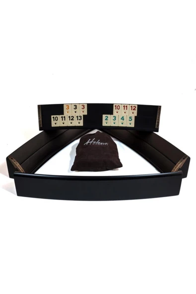 Helena Wood Art Elliptic Siyah Oval El Yapımı Masif Ahşap Okey Takımı - 3