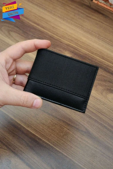 Erkek Cüzdan | Kot Desen basklı | Minimal tasarım | 10 Kart Cepli | Modern Tasarım | Siyah Renk - 1