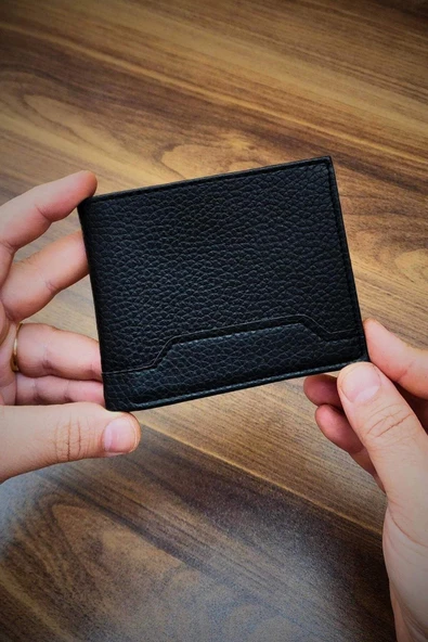 Erkek Cüzdan | deri basklı | 9 Kart Cepli | Modern Tasarım | Siyah Renk - Resim 8