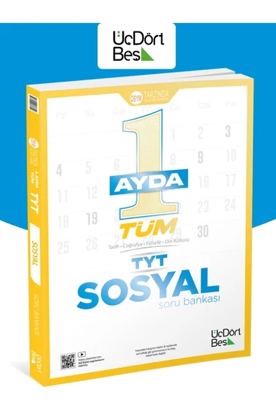 1 Ayda Tyt Sosyal Soru Bankası Üçdörtbeş Yayın ürün görseli 1