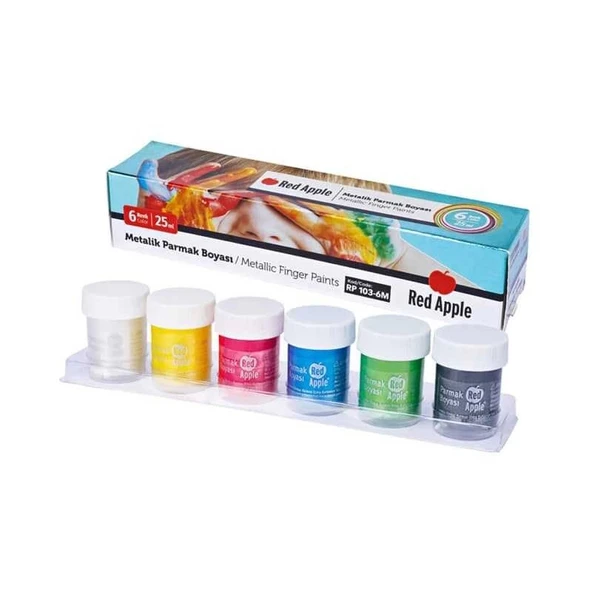 Red Apple Parmak Boya Metalik 25 Mm 6 Renk Rp103-6M