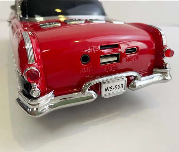 Wster WS-598BT Klasik Araba Radyolu Bluetooth Hoparlör Kırmızı - 5