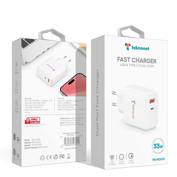 Teknonet TN-HCH13 33W Hızlı Şarj Adaptörü - Resim 3