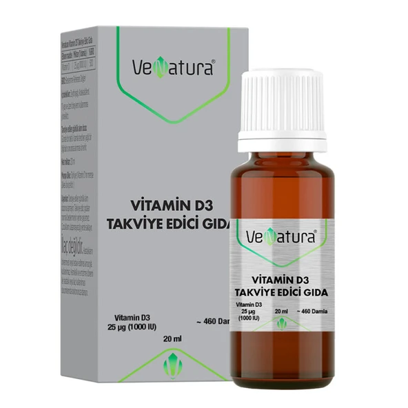 VeNatura Vitamin D3 Takviye Edici Gıda 1000 IU 20 Damla ürün görseli