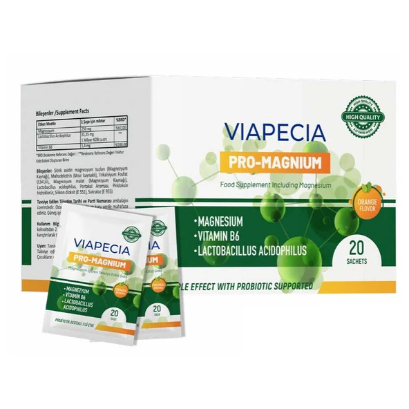 Viapecia Pro-Magnium Magnezyum İçeren Takviye Edici Gıda 20 Saşe ürün görseli