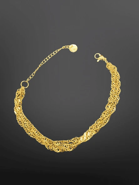 Gold Renk Örgü Zincir Model 316L Çelik Bileklik | Özel Günler İçin Şık Tasarım - 1