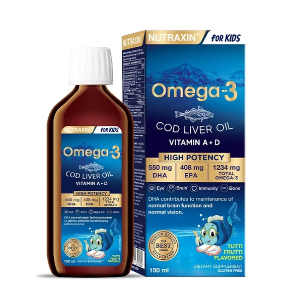 Nutraxin For Kids Omega-3 Balık Yağı Takviye Edici Gıda 150 ml ürün görseli