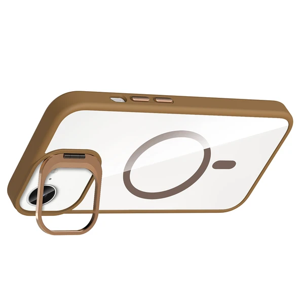 iPhone 16E Kılıf Standlı ve Kamera Lens Hediyeli Kablosuz Şarj Özellikli Etro Kapak - Resim 11