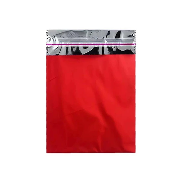 30x35 cm Kırmızı Renk Bantlı Lüks Metalize Hediyelik Poşet (50 Adet) - 3