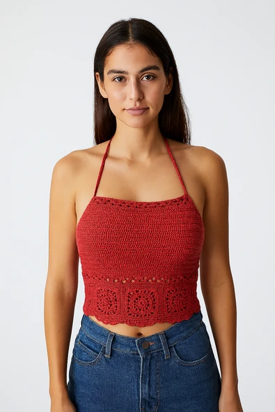 Kırmızı Altı Kare Büstiyer