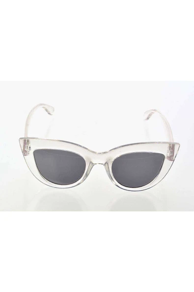 Şeffaf Beyaz Çerçeve Cat Eye Kadın Güneş Gözlüğü - Moda Gözlük - 1