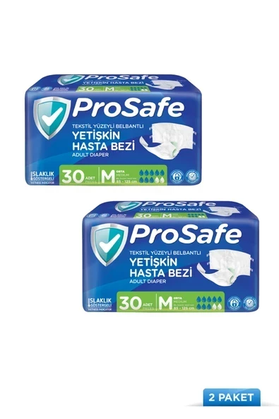 Prosafe Belbantlı Yetişkin Hasta Bezi Orta (M) 30'lu x2 ürün görseli
