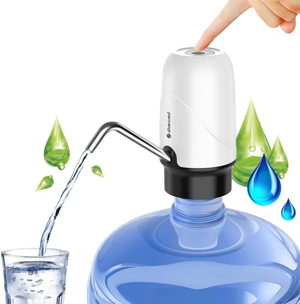 Alfalink Silver Crest Şarjlı Otomatik Damacana Su Pompası Dokunmatik,Pratik Kullanım ürün görseli 1