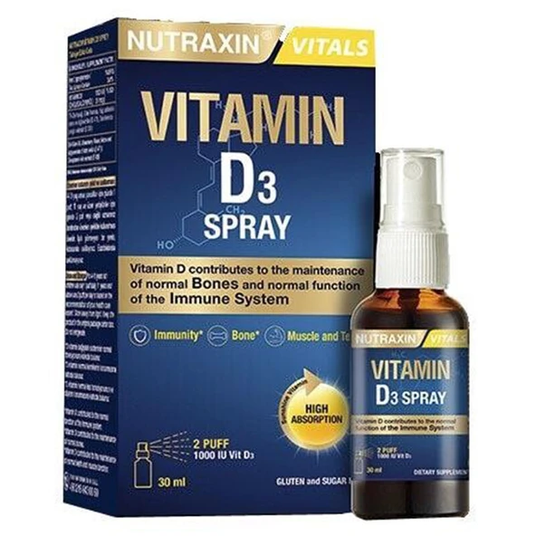 Nutraxin D3 Vitamin Sprey - Gıda Takviyesi 30 ml ürün görseli