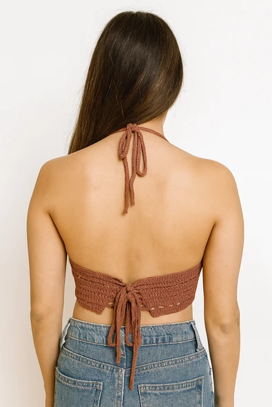 Kahve Üçgen Detay Büstiyer - 3