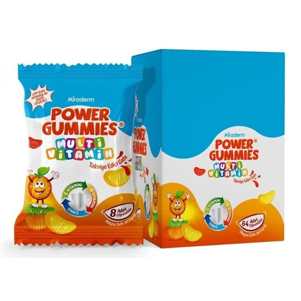 Miraderm Power Gummies Multi Vitamin Takviye Edici Gıda 64 Adet ürün görseli