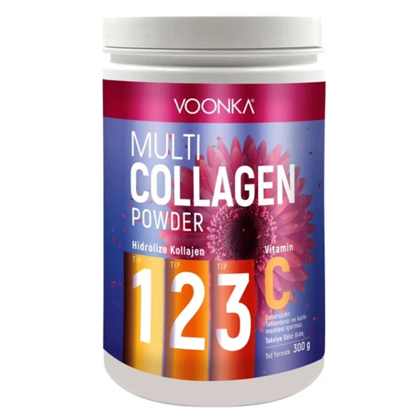 Voonka Multi Collagen Powder Hidrolize Kollajen Tip 1 2 3 Vitamin C 300 gr ürün görseli