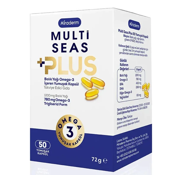Miraderm Multi Seas Plus Balık Yağı Omega 3 50 Yumuşak Kapsül ürün görseli