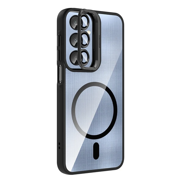 Samsung Galaxy A16 Kılıf Standlı ve Kamera Lens Hediyeli Kablosuz Şarj Özellikli Etro Kapak - Resim 12