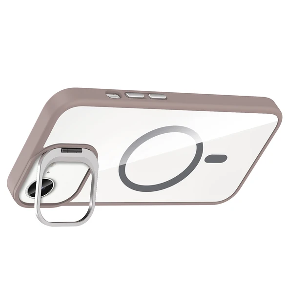 iPhone 16E Kılıf Standlı ve Kamera Lens Hediyeli Kablosuz Şarj Özellikli Etro Kapak - Resim 7