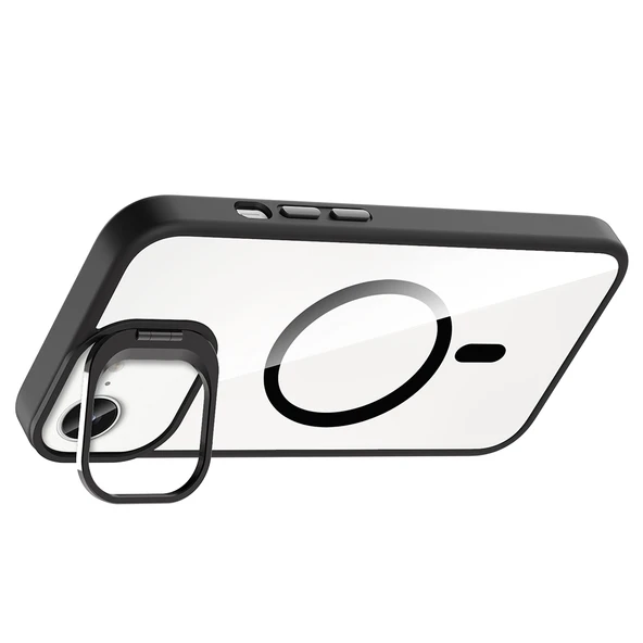 iPhone 16E Kılıf Standlı ve Kamera Lens Hediyeli Kablosuz Şarj Özellikli Etro Kapak - Resim 5