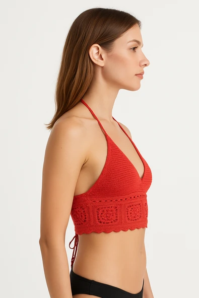 Kırmızı Altı Kare Büstiyer - 2