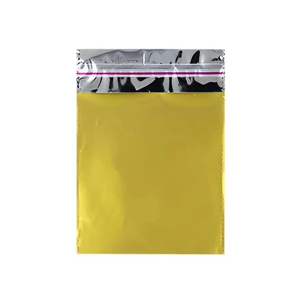 25x35 cm Altın Renk Bantlı Lüks Metalize Hediyelik Poşet (50 Adet) - 2