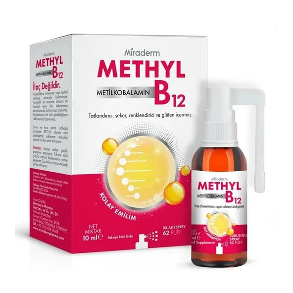 Miraderm Methylcobalamin B12 Takviye Edici Gıda 10 ml ürün görseli