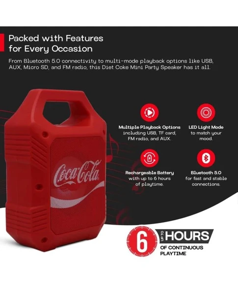 Coca-Cola Hafif Mini Parti Hoparlörü - Resim 2