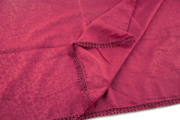 Özel Silindir Kutulu Set İnci Tesbihli Pamuklu Fistolu Mevlid Örtülü Kırmızı Renk - Resim 3