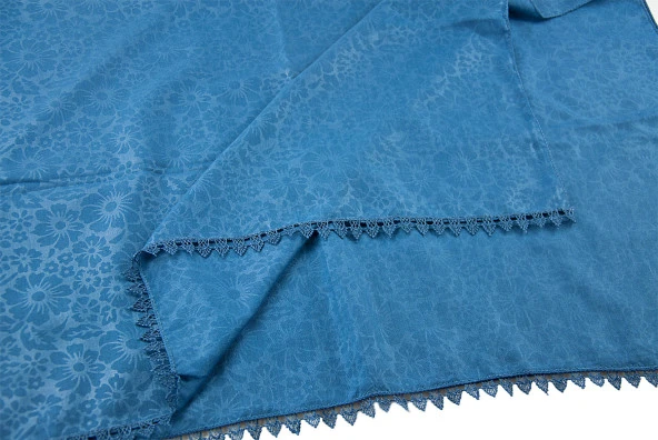 Özel Silindir Kutulu Set İnci Tesbihli Pamuklu Fistolu Mevlid Örtülü Petrol Renk - Resim 3